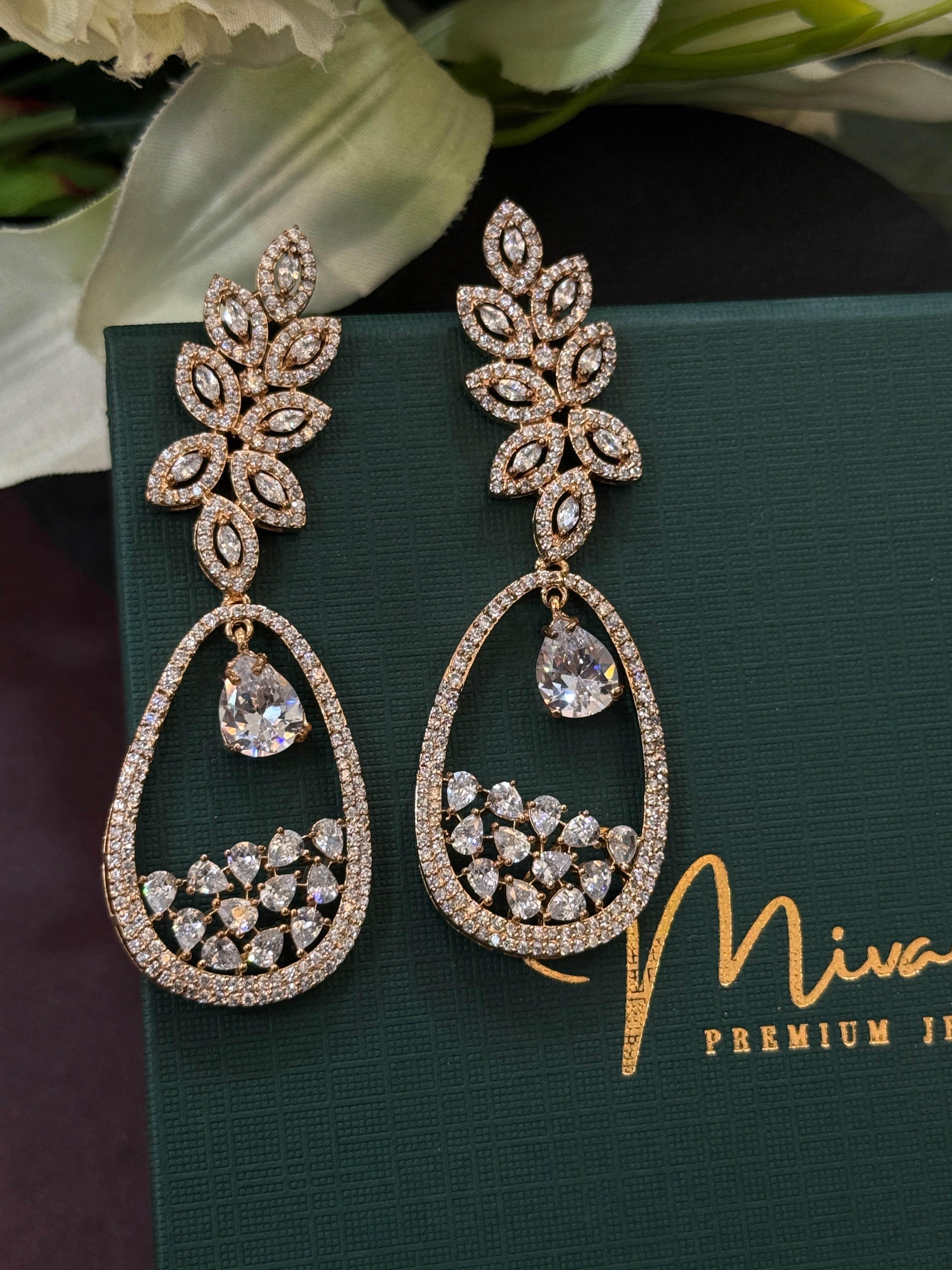 Golden Teardrop Crystal Earrings